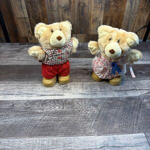 Vintage 1986 Appalachian Artworks Boy & Girl Bear Plush Set – Matching Outfits –